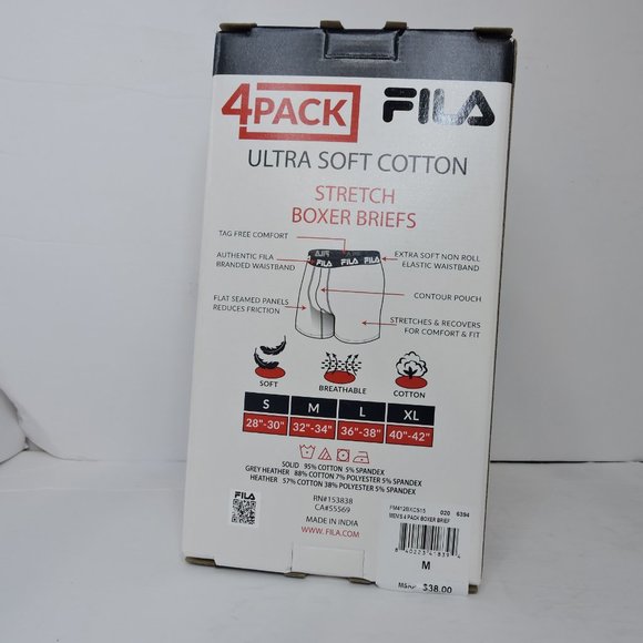 Fila Men's 4-pk Ultra Soft Cotton Stretch Boxer Briefs - Size Medium - NWT - Picture 2 of 3